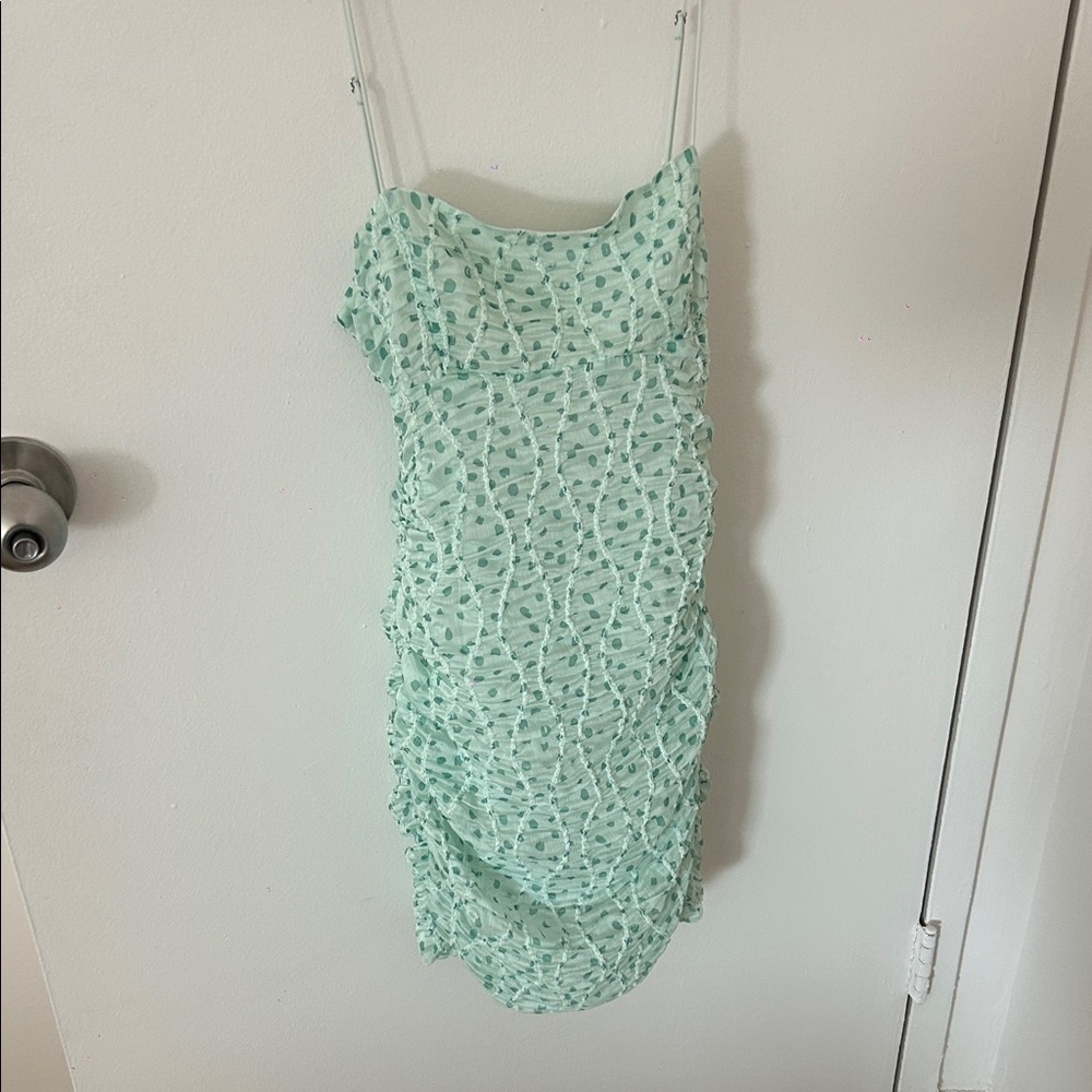 For Love And Lemons Light Green Textured Dress